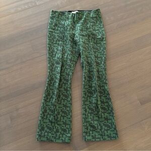 Anthropologie maeve kick flare stretch pants green and grey XS NWT